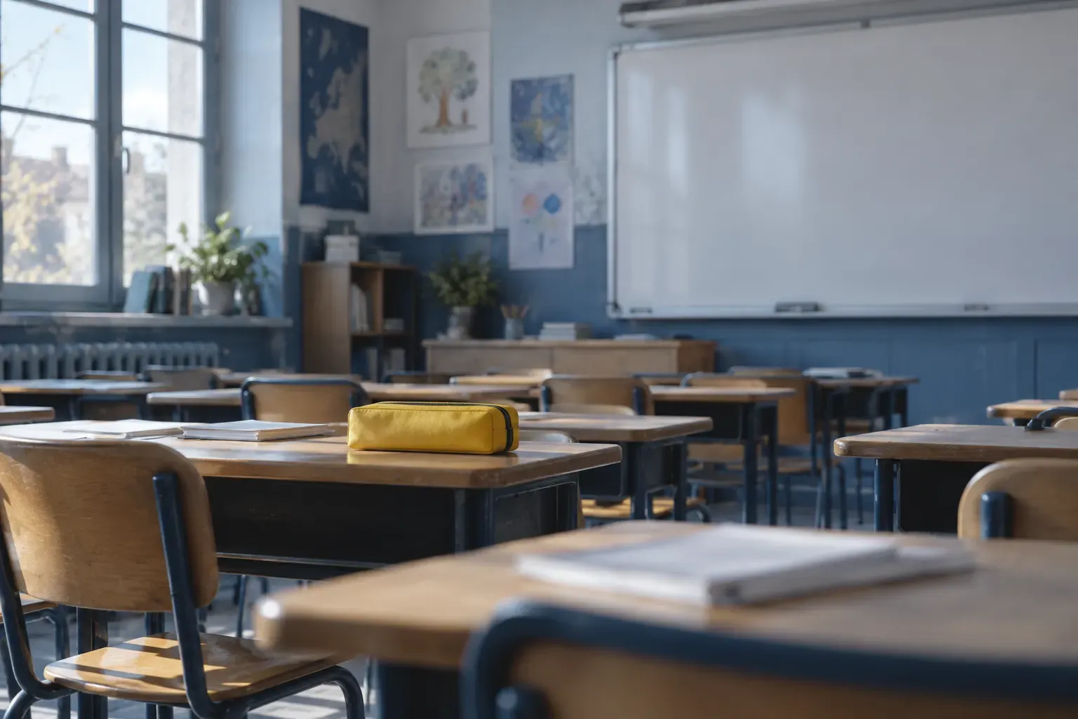 Salle des professeurs : un journal régional ouvert sur la rubrique éducation et un communiqué annoté